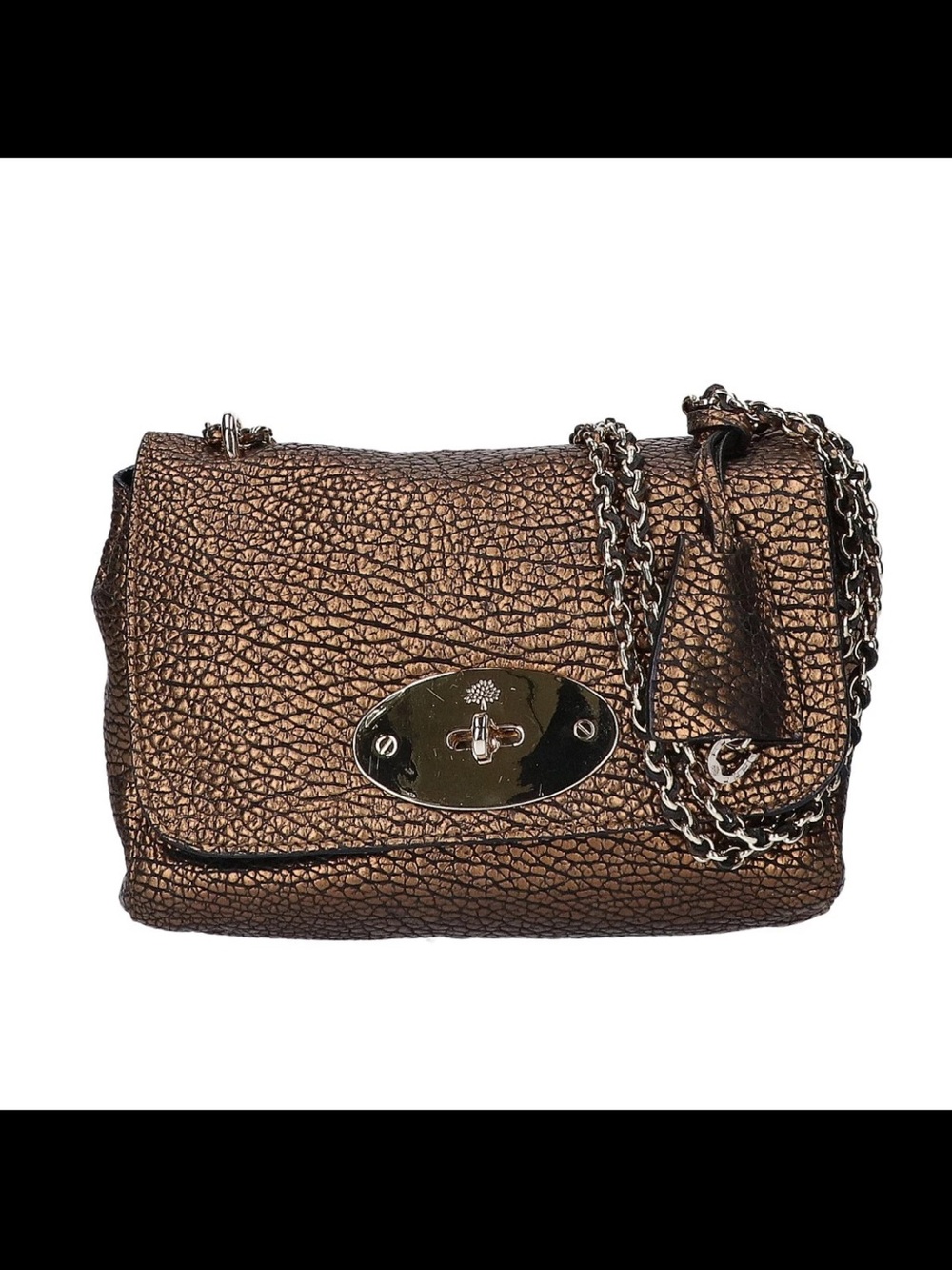 Mulberry Bronze Textured Leather Chain Crossbody Bag